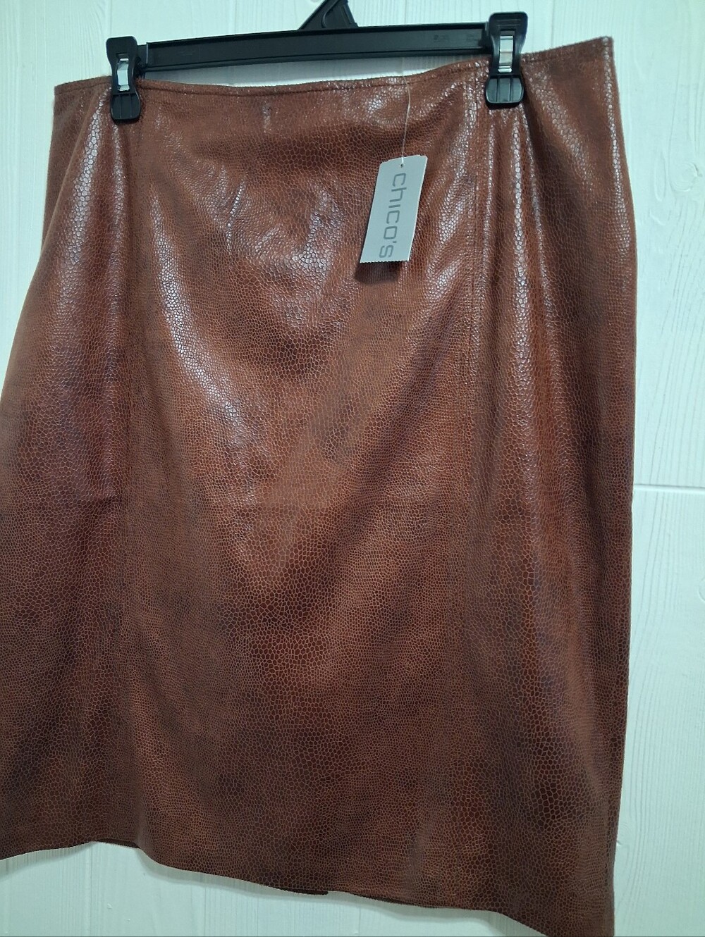Chico's Brown Faux Leather Pencil Skirt
